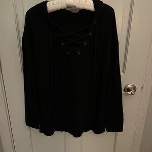 Mossimo Supply Co. Black Lace-Up Sweatshirt